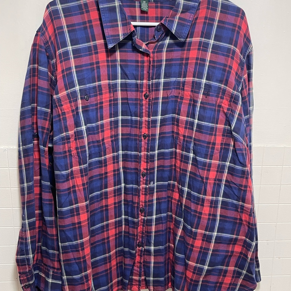 Ralph Lauren Navy and Crimson Plaid Shirt